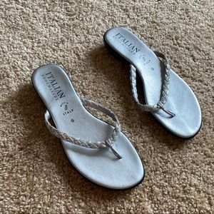 Italian shoemakers silver sandals with gems